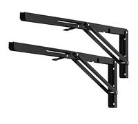 YUMORE Équerres Étagères Pliable 550mm,Équerres Pliantes Support Console Pliable Charge Maximale 150KG Robuste Brace de Tablette Flottants Pour Garage Cuisine Chambre, Noir, avec Vis