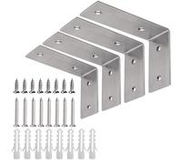 YUMORE Lot de 4 supports en L très résistants, 12,7 x 7,6 x 4,6 cm en acier inoxydable pour étagères flottantes, ferme industrielle, matériel inclus