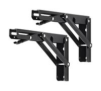 YUMORE Support d' Étagère Pliable 200mm,2 Pièces Équerres Pliantes Charge Lourde Equerre Etagere Murale Noir Console Rabattable pour Table Garage Cuisine Chambre, Charge Maximale 136kg
