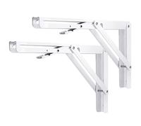 YUMORE Support d' Étagère Pliable 300mm,2 Pièces Équerres Pliantes Charge Lourde Equerre Etagere Murale Blanc Console Rabattable pour Table Garage Cuisine Chambre, Charge Maximale 150kg