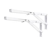 YUMORE Support d' Étagère Pliable 500mm Équerre Pliante Robustes Blanc | Équerres Étagères Console Rabattable Supports de Table Flottants Equerre Pliable pour établi, Charge Max 150kg, 2 Pcs