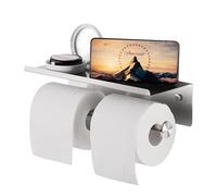 YUMORE Support de Papier Toilette Moderne en Acier Inoxydable SUS 304 avec étagère pour téléphone, antirouille et Support de Rouleau de Papier Toilette avec étagère pour Affaires, Finition brossée