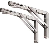 YUMORE Supports d’Étagère Pliables 200mm, Équerre Pliante en Acier Inoxydable Console Murale Supports de Table Flottants Equerre Pliable pour bricolage établi, Charge Maximale 136kg, lot de 2