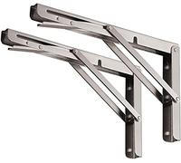 YUMORE Supports d’Étagère Pliables 600mm,Équerre Pliante en Acier Inoxydable Console Murale Supports de Table Flottants Equerre Pliable pour établi, Charge Maximale 150kg, lot de 2
