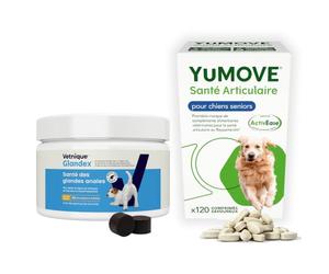 YuMOVE Arthrose Chien Senior + Glandex pour Chien Superpack - Lot 120 Comprimés + 30 Bouchées - Moule Verte, Articulation & Glande Anale