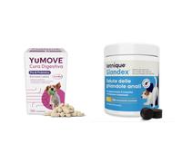YuMOVE Pré et Probiotique Chien 120 Comprimés - 200M+ Bactéries Probiotiques E. faecium & Complexe ActivBio avec Bêta-Glucanes + Vetnique Glandex pour Chien - 120 bouchées à mâcher Santé des Glandes