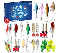 YumSur - Calendrier de l'Avent 2024 pour hommes - Kit de pêche - Calendrier de Noël - Kit d'appâts - Poisson prédateur Deluxe - 24 pièces - Pour les amateurs de pêche
