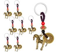 YumSur Lot de 8 porte-clés Feng Shui signe du zodiaque chinois - Statue de serpent - Année du zodiaque chinois - Porte-clés - Accessoires, rouge, taille unique