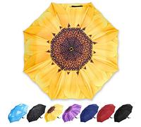 YumSur Parapluie Pliant, Automatique Ouverture et Fermeture Résistant à Tempête Compact Léger Parapluie de Voyage pour Homme et Femme, Tournesol Impression