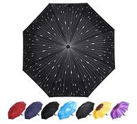 YumSur Parapluie Pliant, Automatique Ouverture et Fermeture Résistant à Tempête Compact Léger Parapluie de Voyage pour Homme et Femme, Gouttes de Pluie Impression