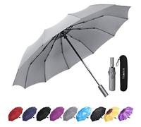 YumSur Parapluie Pliant, Parapluie Coupe-Vent & Ultra-léger, Ouverture et Fermeture Automatique, Parapluie Compact Incassable 12 Baleines pour Homme Femme Voyage avec Sac d'absorption