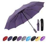 YumSur Parapluie Pliant, Parapluie Coupe-Vent & Ultra-léger, Ouverture et Fermeture Automatique, Parapluie Compact Incassable 12 Baleines pour Homme Femme Voyage avec Sac d'absorption