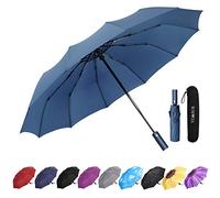 YumSur Parapluie Pliant, Parapluie Coupe-Vent & Ultra-léger, Ouverture et Fermeture Automatique, Parapluie Compact Incassable 12 Baleines pour Homme Femme Voyage avec Sac d'absorption