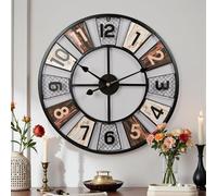 Yumyolk Horloge Murale Ronde, 53 cm, Silencieuse, Fonctionnement à Piles, Noire, Brune