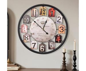 Yumyolk Horloge Murale Ronde, 53 cm, Silencieuse, Fonctionnement à Piles, Noire, Brune