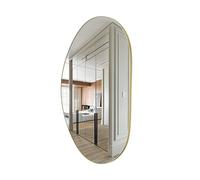 Yumyolk Miroir Mural Asymétrique XXL - Grand Miroir Décoratif Irrégulier pour Hall, Salon, Salle de Bain, Chambre à Coucher - Design Or 63 x 37 x 2.2cm