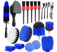 Yumzeco 20 Kit Nettoyage Voiture avec Brosse Jante Voiture,Brosse Perceuse,Gant Microfibre Chiffon Microfibre Voiture,Brosse Métallique Nettoyage Voiture Interieur,Pad Polissage,Brosse Store Venitien