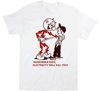YUN LEI Remember Kids Electricity Will Kill You! t-Shirt White S