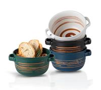 YUN TAO Lot de 4 bols à soupe avec poignées en céramique pour soupe, céréales, piment, ragoût de bœuf, tartes, four, micro-ondes et lave-vaisselle - 946 ml