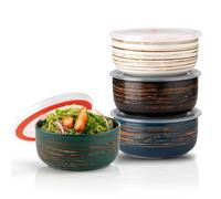 YUN TAO - Lot de 4 bols en céramique de 680 ml (23 oz) avec couvercles, récipients hermétiques de conservation des aliments de 15 cm pour la cuisine, le micro-ondes et le four, parfaits pour les