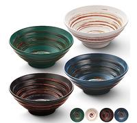 YUN TAO Set de 4 Bols à Ramen en Céramique (1040 mL) - Grands Bols Japonais pour Salade, Udon, Soba, Pho, Pâtes et Soupes Noodles Asiatiques - Idéal comme Cadeau de Pendaison de Crémaillère