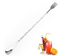 YUNAI Cuillère à Mélanger En Acier Inoxydable Avec Fourchette, Cuillère à Cocktail Torsadée, Fourchette Pour Mélangeur De Boissons De Bar, Pour Barman, Maison Et Restaurant