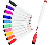 YUNAI Lot de 10 marqueurs multicolores effaçables à sec pour tableau blanc, pointe fine avec gomme, fournitures de bureau pour enseignants