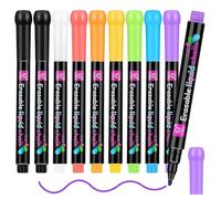 YUNAI Lot De 9 Marqueurs À Craie Liquide Pour Tableaux Noirs, Stylos À Craie Pour Tableau Et Verre, Pointe Fine, Couleur NÉOn, Effaçables, Pour Tableau De Menu, Panneaux De FenÊTre, Dessin, Écriture
