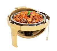 yunaoii Chafing Dish Récipient rond en acier inoxydable avec couvercle | Chauffe-buffet rond en acier inoxydable 201 avec couvercle visible, bac à eau et porte-carburant pour buffets et fêtes