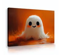 YUNART Impressions d’art sur toile encadrées Drôle Halloween Décor Mignon Fantômes Affiche Ferme Art mural pour chambre dortoir Maison Nursery Decor 70x100cm Cadre intérieur