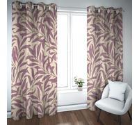 YUNART Rideaux Beiges Purple Plant Leaves Oeillet Rideaux pour Salon Chambre William Morris Style rétro Window Treatments 2 Panneau 2X W107xL214cm