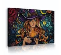YUNART Vintage encadré Moody Halloween oeuvre mignon sorcière portrait horreur oeuvre gothique onirique Vortex photo pour la galerie Home Decor 30x45cm Cadre intérieur