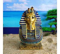 YunBest Sculpture masque doré, statue en résine Toutankhamon buste du roi Tut, figurine peinte à la main, décoration de table