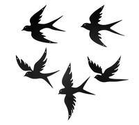 YunBey Ensemble de décorations murales en silhouette d'hirondelles noires, Set de 5 décorations minimalistes d'oiseaux volants pour salon, Décor mural métallique d'oiseaux pour intérieur, Poinçons de