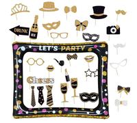 YunBey Kit Photobooth de Fête 30 Pieces Accessoires Photo et Cadre Photobooth Gonflable Accessoires Photobooth Dcorations pour Anniversaire Fête Mariage