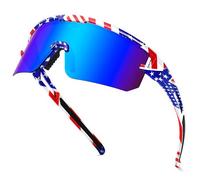 YUNBLL&KO Lunettes de soleil de sport polarisées pour homme et femme, style P-V UV400, lunettes de cyclisme, lunettes de baseball, course à pied, golf, A10, STARS&STRIPES STYLE