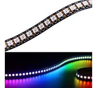 YUNBO Ruban LED WS2812B 144 Pixels 1M RGB Adressable Individuellemen CC 5V Flexible Noir PCB IP20 Non Étanche 5050 Bande LED
