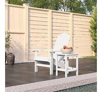 YunCangg Adirondack Chaise de jardin avec table en polyéthylène haute densité - Blanc - Empilable - Pliable - Avec dossier haut et accoudoirs - Pour terrasse, balcon, extérieur - Confortable - Avec