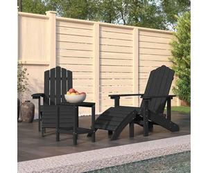 YunCangg Adirondack Chaises de jardin avec tabouret et table en polyéthylène haute densité résistant aux intempéries, dossier et accoudoir, empilables, pliables, pour terrasse, balcon, extérieur