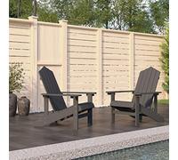 YunCangg Adirondack Lot de 2 chaises de jardin en polyéthylène haute densité - Anthracite - Empilables - Avec dossier haut et larges accoudoirs - Pour terrasse, balcon, extérieur - Confort relaxant