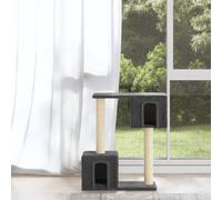 YunCangg Arbre à chat avec colonnes en sisal et surface de couchage en peluche, arbre à chat avec deux maisons, plateforme, arbre à grimper, meubles à gratter pour appartement, chambre, balcon