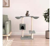 YunCangg Arbre à chat avec colonnes en sisal, gris clair, 97 x 67,5 x 82 cm, arbre à chat avec grotte, surfaces de couchage et plateforme, arbre d'escalade pour appartement, balcon et chambre, emploi