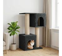YunCangg Arbre à chat avec griffoirs en sisal - Gris foncé - 114 cm - Arbre à grimper à plusieurs étages avec grotte - Surface de couchage et meubles à gratter pour appartement, chambre, retraite et