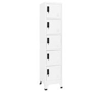 YunCangg Armoire à casier blanche en acier 38 x 40 x 180 cm avec 5 compartiments verrouillables, fentes d'aération, porte-plaque nominative, espace de rangement polyvalent pour bureau, école, couloir