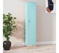 YunCangg Armoire à casier en acier vert menthe 35 x 46 x 180 cm avec 4 étagères et serrure pour bureau, chambre à coucher, couloir, cuisine, espace de rangement et ordre