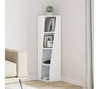 YunCangg Armoire d'angle en bois blanc brillant 27,5 x 27 x 102 cm avec 4 étagères d'angle, espace de rangement pour salon, chambre à coucher, bureau, rangement peu encombrant, commode moderne, buffet