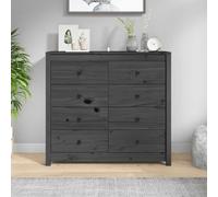 YunCangg Armoire d'appoint en pin massif gris 100 x 40 x 90 cm avec espace de rangement - Buffet pour salon, cuisine et salle à manger - Rangement pratique et surface stable
