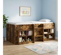 YunCangg Armoire de lit avec étagère en chêne fumé 66 x 33 x 48 cm, ensemble de 2 pièces avec espace de rangement et étagère pour chambre à coucher, salon et couloir
