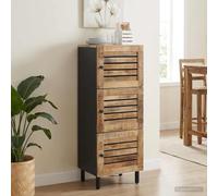YunCangg Armoire de rangement en bois massif naturel de mangue, 40 x 33 x 110 cm, avec boutons en laiton, rangement multimédia, meuble TV, buffet, rack hifi, étagère, commode pour salon et home cinéma