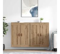 YunCangg Armoire murale - 2 pièces - Chêne artisanal - 69,5 x 34 x 90 cm - Avec 4 portes - Buffet pour salon, cuisine, bureau - Peu encombrante - Élégante et durable